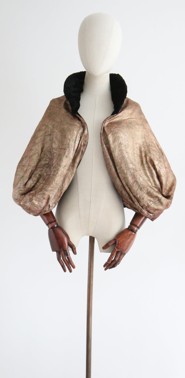 "Silk Velvet & Lamé" Vintage 1930's Silk Velvet & Lamé Cocoon Cape UK 8-12 US 4-8