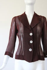 "Dark Pecan" Vintage 1940's Dark Pecan Brown Blouse UK 8 US 4