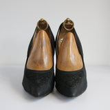 "Dagger Last" Vintage 1950's Black Silk & Soutache Heels UK 4.5 EU 37.5 US 6.5