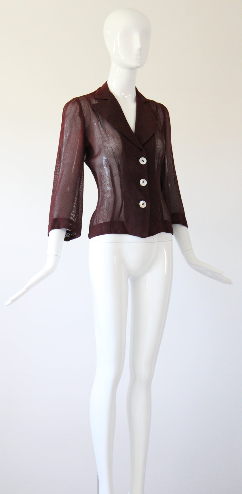 "Dark Pecan" Vintage 1940's Dark Pecan Brown Blouse UK 8 US 4