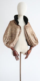 "Silk Velvet & Lamé" Vintage 1930's Silk Velvet & Lamé Cocoon Cape UK 8-12 US 4-8