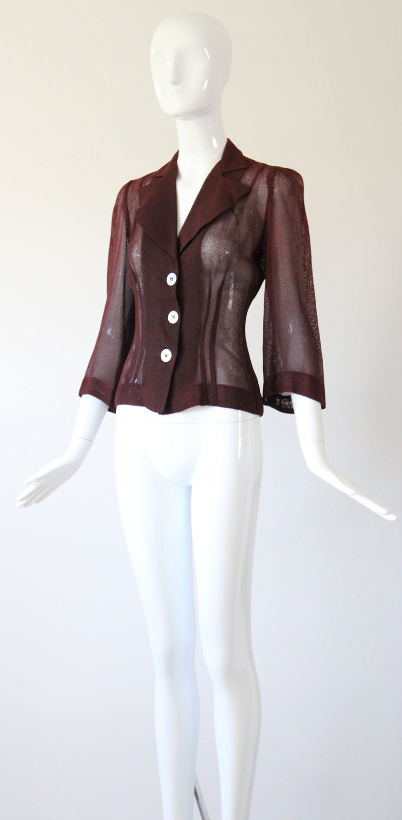 "Dark Pecan" Vintage 1940's Dark Pecan Brown Blouse UK 8 US 4