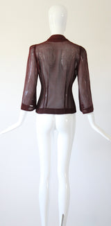"Dark Pecan" Vintage 1940's Dark Pecan Brown Blouse UK 8 US 4