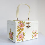 "Backyard Florals" Vintage 1950's Floral White Box Bag