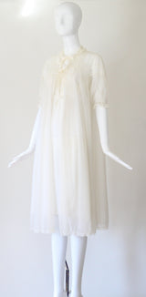 "Pleated Gathers & Lace" Vintage 1950's Gown & Robe Set UK 10 US 6