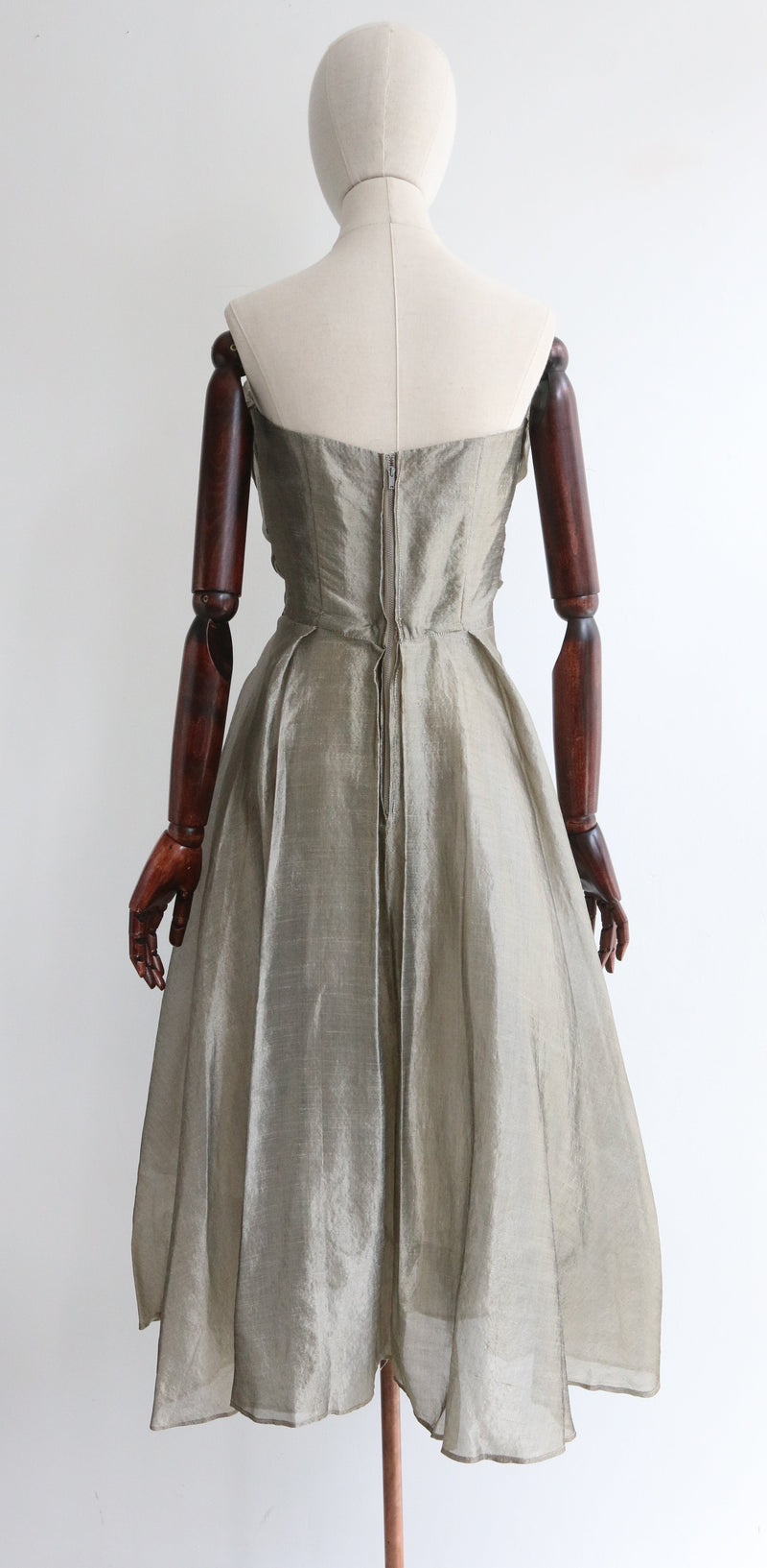 silver 50s dress Vintage 50s GRAY Victorian Wedding Dress *X-Small/Small* Sequin Embellished Lace