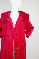"Raspberry Pink Velvet" Vintage 1920's Silk Velvet Beaded Coat UK 8-10 US 4-6