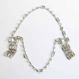"Art Deco Glass" Vintage 1930's Double Sided Beveled Glass Czech Necklace