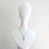 "Art Deco Glass" Vintage 1930's Double Sided Beveled Glass Czech Necklace