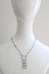 "Art Deco Glass" Vintage 1930's Double Sided Beveled Glass Czech Necklace