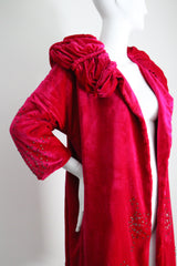 "Raspberry Pink Velvet" Vintage 1920's Silk Velvet Beaded Coat UK 8-10 US 4-6