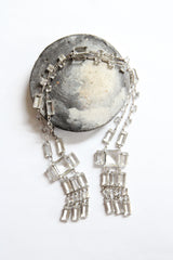 "Art Deco Glass" Vintage 1930's Double Sided Beveled Glass Czech Necklace