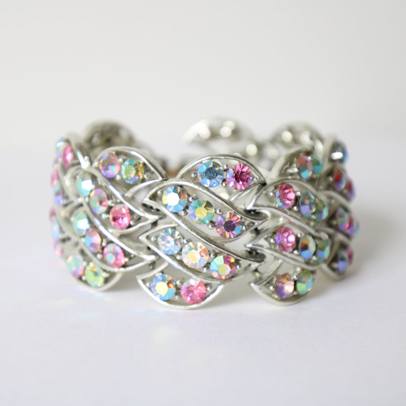 "Iridescent Pastels" Vintage 1960's Iridescent Pastel Rhinestone Bracelet