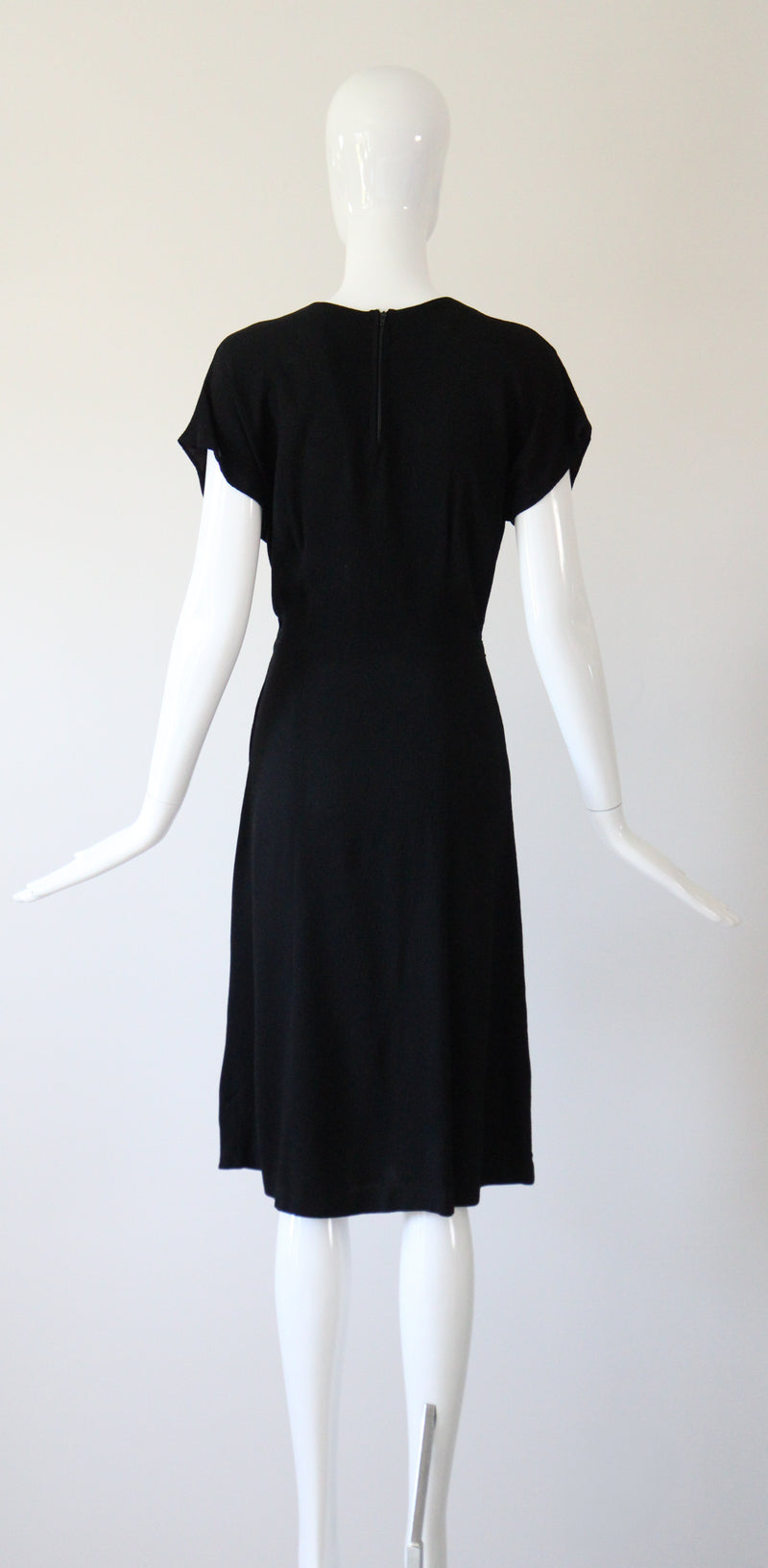 "Rose Gold Studs" Vintage 1940's Crepe Silk Studded Dress UK 12 US 8