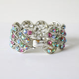 "Iridescent Pastels" Vintage 1960's Iridescent Pastel Rhinestone Bracelet