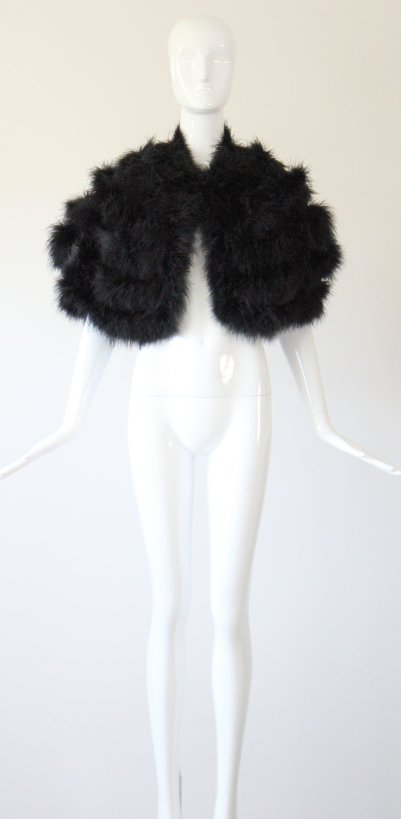 "Midnight Marabou" Vintage 1960's Black Marabou Feather Cape