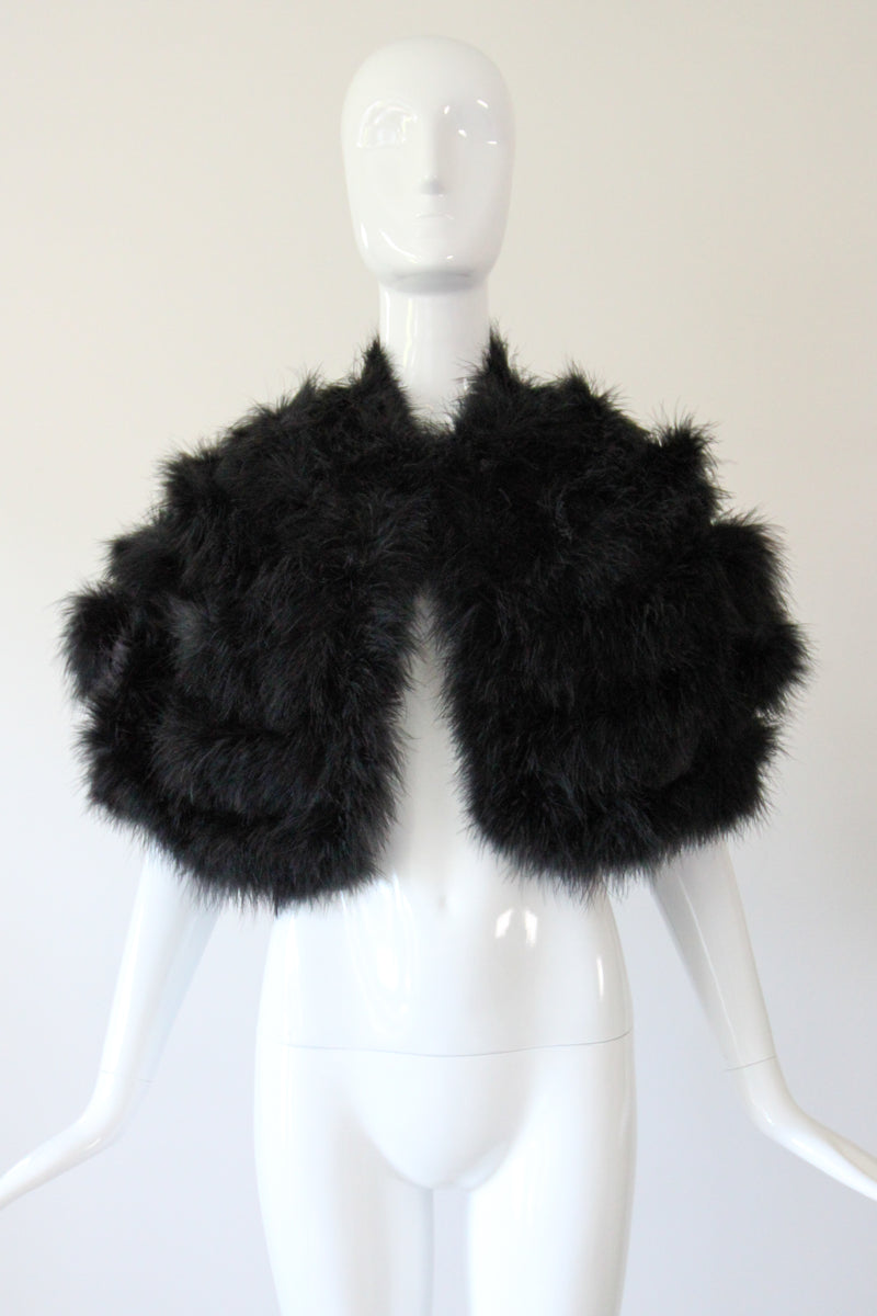 "Midnight Marabou" Vintage 1960's Black Marabou Feather Cape