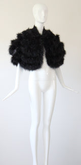"Midnight Marabou" Vintage 1960's Black Marabou Feather Cape