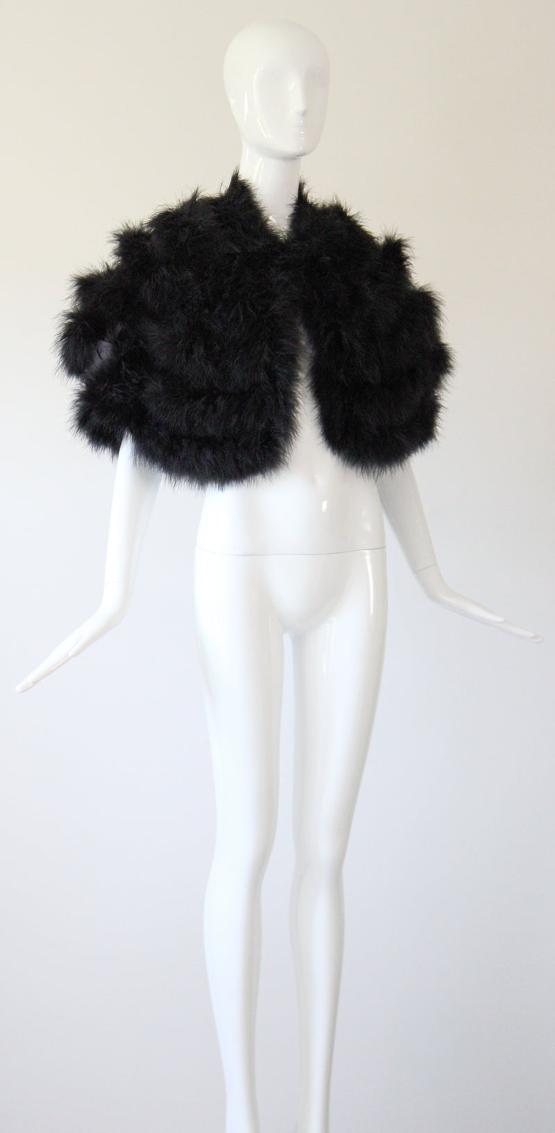 "Midnight Marabou" Vintage 1960's Black Marabou Feather Cape