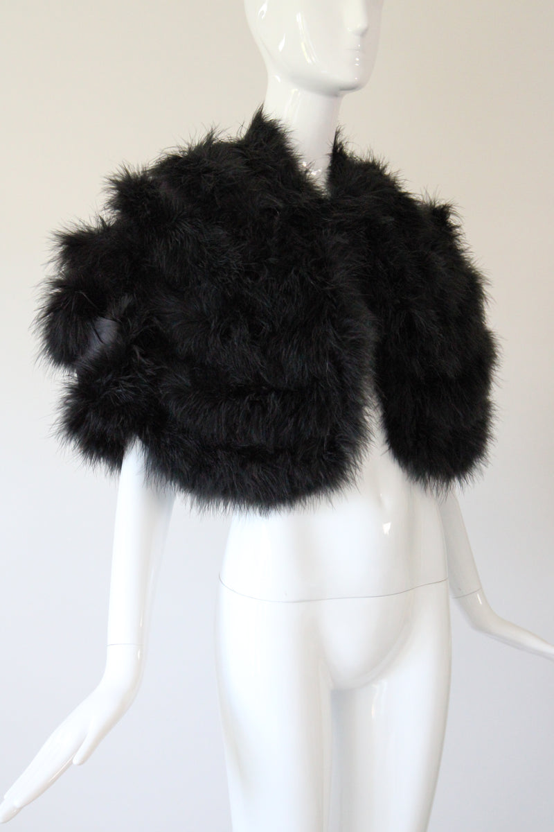 "Midnight Marabou" Vintage 1960's Black Marabou Feather Cape