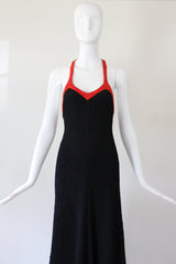 "Quorum" vintage 1970's Black & Red Quorum Dress UK 12 US 8