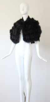 "Midnight Marabou" Vintage 1960's Black Marabou Feather Cape