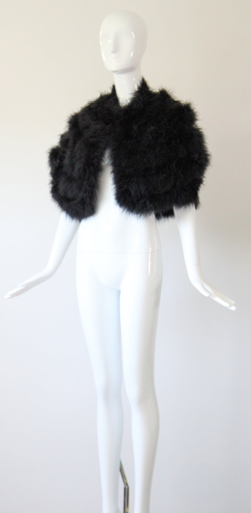 "Midnight Marabou" Vintage 1960's Black Marabou Feather Cape