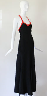 "Quorum" vintage 1970's Black & Red Quorum Dress UK 12 US 8