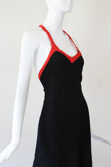 "Quorum" vintage 1970's Black & Red Quorum Dress UK 12 US 8