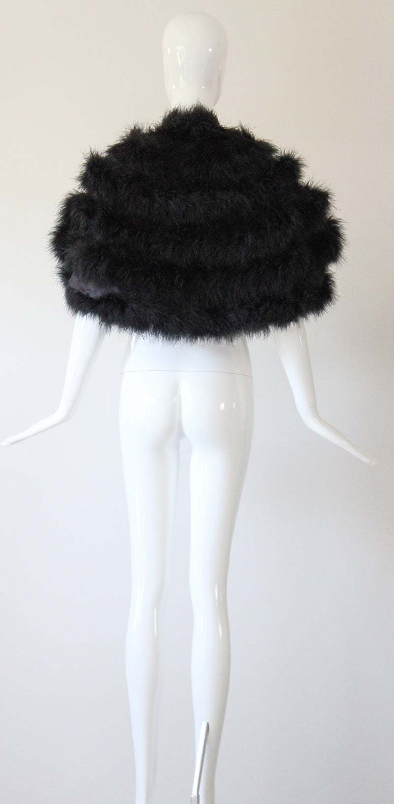 "Midnight Marabou" Vintage 1960's Black Marabou Feather Cape