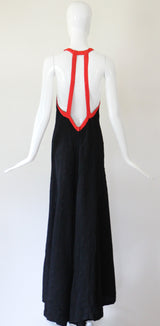 "Quorum" vintage 1970's Black & Red Quorum Dress UK 12 US 8