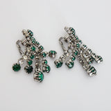 "Emerald & Silver" Vintage 1950's Kramer Rhinestone Clip on Earrings