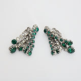 "Emerald & Silver" Vintage 1950's Kramer Rhinestone Clip on Earrings