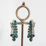 "Emerald & Silver" Vintage 1950's Kramer Rhinestone Clip on Earrings