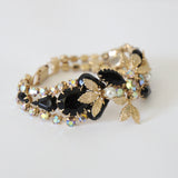 "Pearls & Midnight Rhinestones" Vintage 1950's Pearl & Rhinestone Bracelet