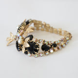 "Pearls & Midnight Rhinestones" Vintage 1950's Pearl & Rhinestone Bracelet