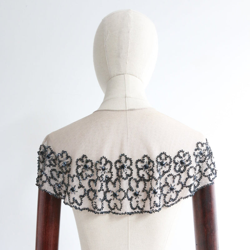 "Tulle & Floral Sequins" Vintage 1920's Tulle Floral Collar