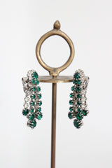 "Emerald & Silver" Vintage 1950's Kramer Rhinestone Clip on Earrings