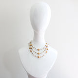 "Iridescent Glass & Metal Beads" Vintage 1950's Hattie Carnegie Multi-Strand Beaded Necklace