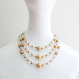 "Iridescent Glass & Metal Beads" Vintage 1950's Hattie Carnegie Multi-Strand Beaded Necklace