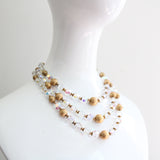 "Iridescent Glass & Metal Beads" Vintage 1950's Hattie Carnegie Multi-Strand Beaded Necklace