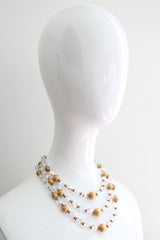 "Iridescent Glass & Metal Beads" Vintage 1950's Hattie Carnegie Multi-Strand Beaded Necklace