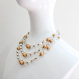 "Iridescent Glass & Metal Beads" Vintage 1950's Hattie Carnegie Multi-Strand Beaded Necklace