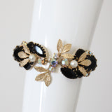 "Pearls & Midnight Rhinestones" Vintage 1950's Pearl & Rhinestone Bracelet