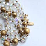 "Iridescent Glass & Metal Beads" Vintage 1950's Hattie Carnegie Multi-Strand Beaded Necklace