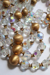 "Iridescent Glass & Metal Beads" Vintage 1950's Hattie Carnegie Multi-Strand Beaded Necklace