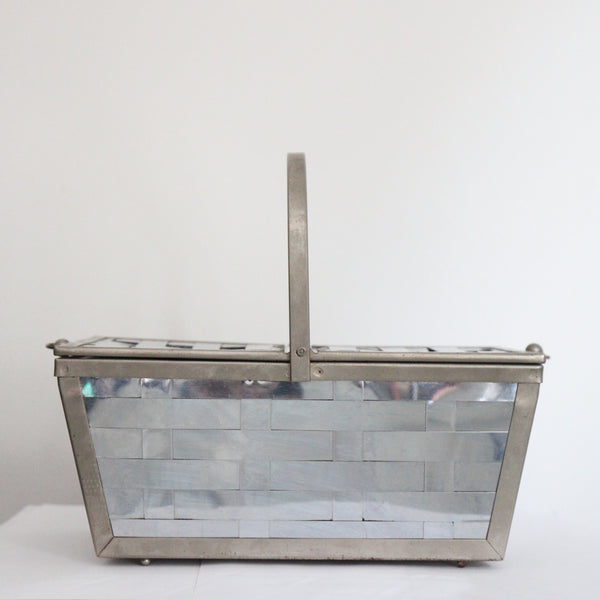 "Silver Weave" Vintage 1950's Woven Silver Metal Box Bag