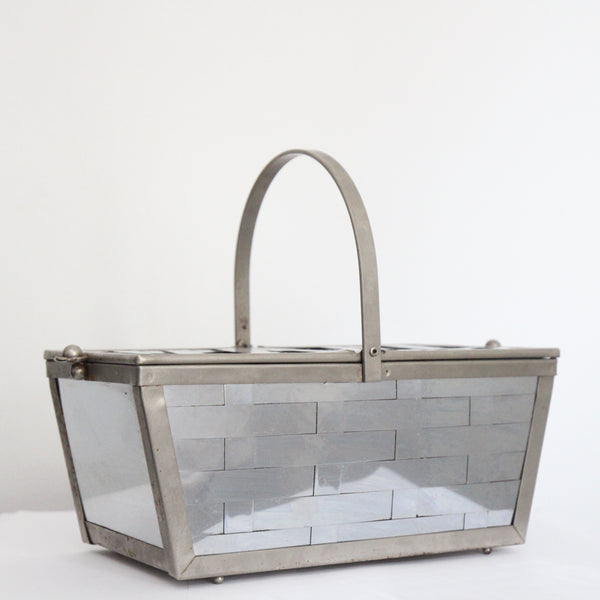 "Silver Weave" Vintage 1950's Woven Silver Metal Box Bag