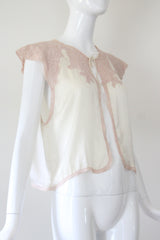 "Ballerina Pink Lace" Vintage 1930's Ballerina Pink Lace & Cream Silk Bed Jacket UK 12 US 8