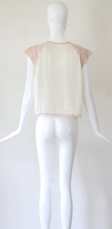 "Ballerina Pink Lace" Vintage 1930's Ballerina Pink Lace & Cream Silk Bed Jacket UK 12 US 8
